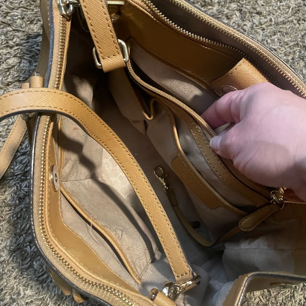 Michael Kors Camel Tan Saffiano Satchel with Gold Hardware - Picture 3 of 7